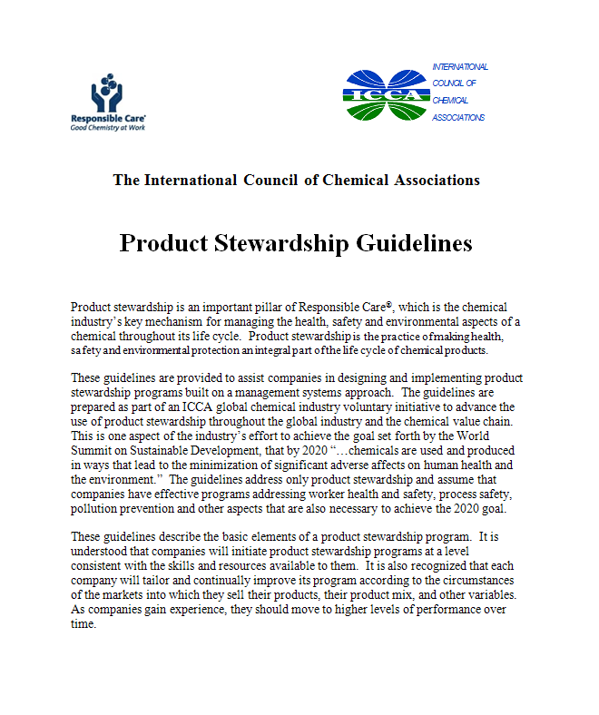 ICCA Product Stewardship Guidelines